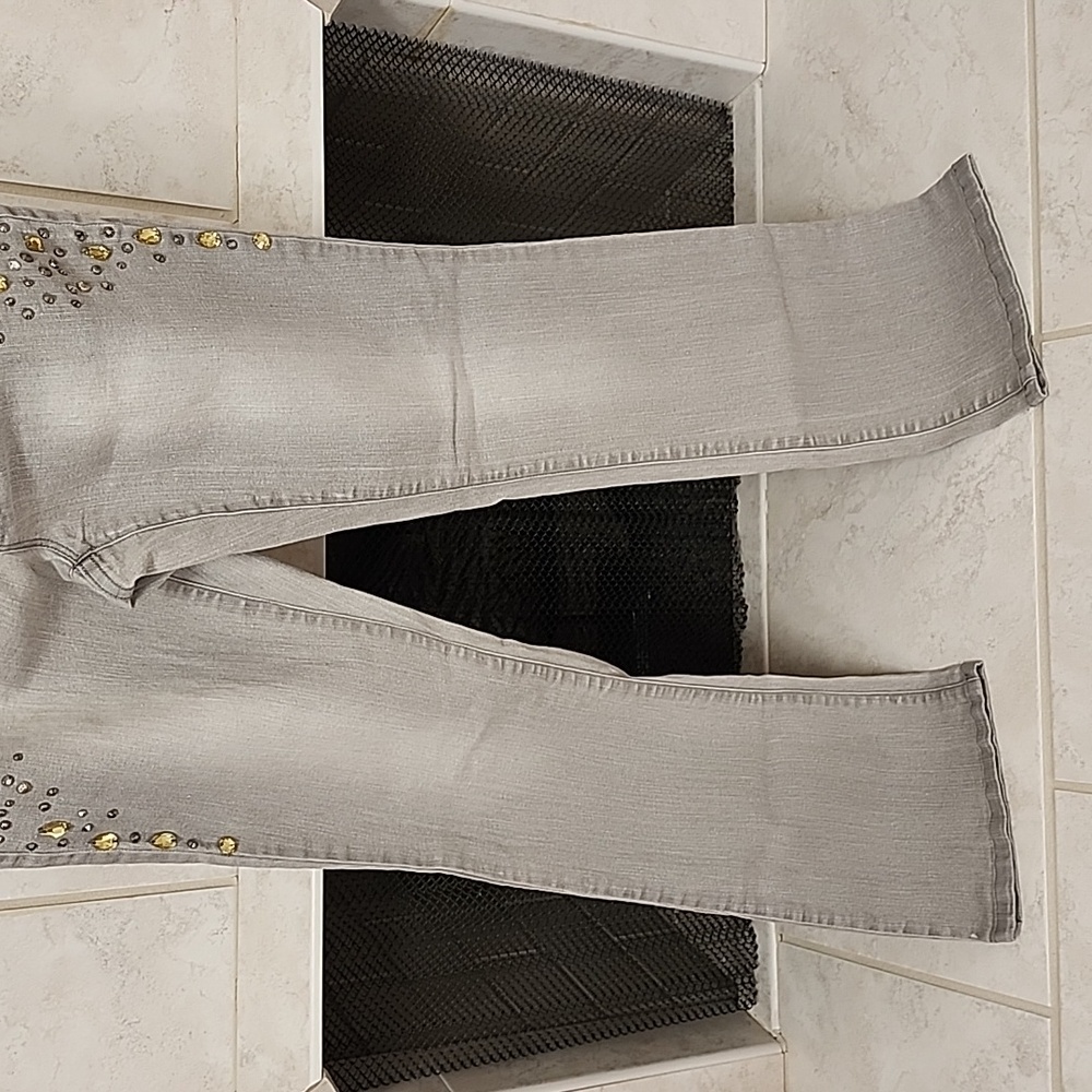 🖤🩶 BOSTON PROPER Gray Embellished JEANS 🩶🖤 - Picture 6 of 11